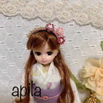 つまみ細工　♡リカちゃん用カチューシャ♡ ピンク系くすみカラー