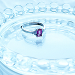 silver925 ピンクトパーズ〜レクタングルo○☆czバタフライレースリング【天然石Lサイズ】