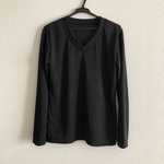 1点もの★ニットVネックのカットソー★ブラック長袖Tシャツ