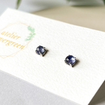 タンザナイト×シルバー　シンプルスタッドピアス