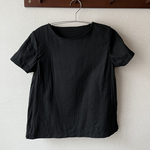 ダブルガーゼのシンプルなTシャツ　【黒】