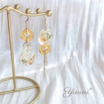 マンゴーカラーフープ×ボタニカルアシンメトリー＊イヤリング/ピアス