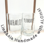 YUMMY!＆MAHALO♥名前に変更もOK！プレゼントに最適なシンプルグラス♥ガラス/ジュース/ビール[リノアンドアイア]