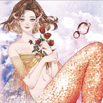 黒いたぬき様　人物ステッカー　フラワーマーメイド🧜‍♀️チューリップ🌷