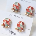 【夕焼けテラコッタ】刺繍耳飾り　ピアス／イヤリング