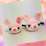 送料無料(7月まで)2個セット！動物編みぐるみヘアゴム♪うさぎ