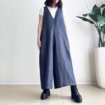 ゆったりサロペットパンツ♪　リネン混デニム素材