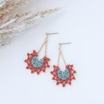 タティングレースとビーズのピアス Colors＜カラーズ＞Terracotta ※イヤリングに変更可