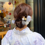 スカイブルーの花飾り｜成人式　振袖　髪飾り　ヘッドドレス　着物　和装　白無垢　結婚式