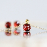 【minne限定 早割】モザンピーク産ガーネットのローズカットネックレス ｜6mm 14Kgf｜1月誕生石