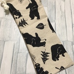 おまとめ☆同梱半額☆❣️新作　クマ柄(クマ黒)縦長巾着　お箸入れなど