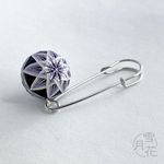 【受注制作】手まりブローチ＊二つ菊/黒地に錆桔梗［小さなてまり/手毬/手鞠］