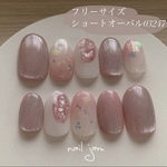 【即日発送】フリーサイズ　しゅわしゅわ｡ﾟピーチソーダ　ネイルチップ　桃ネイル　