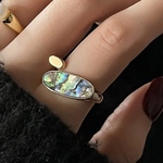《再入荷》silver925 天然シェル 貝 ゴールド オープンリング  個性的 シンプル シルバーリング シルバー925  カフリング デザイン【R-168】
