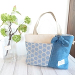 【SALE!!】大人可愛い ♡ ダンガリー サークルレース ♡ 三角マチの ミニトートバッグ