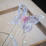 レースプラバンの蝶のかんざし