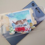 名入れ可＊海と青空と猫の透明スマホケース＊iphone・Android対応【pick-up】