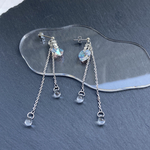 #81 スワロフスキー　ハート　クリア　ピアス　イヤリング　ロングピアス　チェーンピアス　シンプル　大ぶり