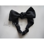  baby(Mサイズ) ウォッシャー加工 リネン black おとなリボンヘアバンド ママとペア