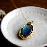 レインボーラブラドライト wire wrapped pendant/14kgf