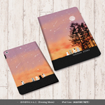 【ほのぼのにゃんこ（Evening Moon）】手帳型iPadケース両面印刷（カメラ穴あり/はめ込みタイプ）