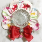 猫首輪  大きなリボンʚ🎀ɞ 浴衣柄 👘🎐 フラワーシュシュ🌼*･