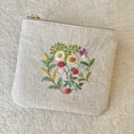 【再販×2】リネンと刺繍の春の野の花ポーチ10