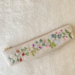 【再販×2】リネンと刺繍の春の野の花ペンケース11