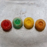 No.731 西ドイツ ヴィンテージ ガラスボタン 4個セット 18mm ハンドメイド ヨーロッパ 一点物 蚤の市 古いボタン ボタンピアス ボタンイヤリング ボタンアクセサリー 