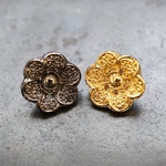 No.734 西ドイツ ヴィンテージ ガラスボタン 2個セット 18mm ハンドメイド ヨーロッパ 一点物 蚤の市 古いボタン ボタンピアス ボタンイヤリング ボタンアクセサリー 