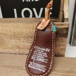 革の靴ベラ＊こげ茶レザー＊足跡刻印