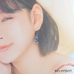 SALE S150【イライラ解消】天然石カルセドニーブルーのシルバーピアス（パーツ変更可能）