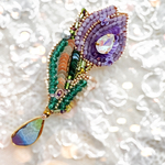 チューリップブローチ　パープル　オートクチュール刺繍仕立て