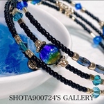 🐠　［再販21］琉球蛍硝子　ケラママリン　🐠　3連　ワイヤーブレスレッド　#minne_new #蛍ガラス　#海　#ホタルガラス　