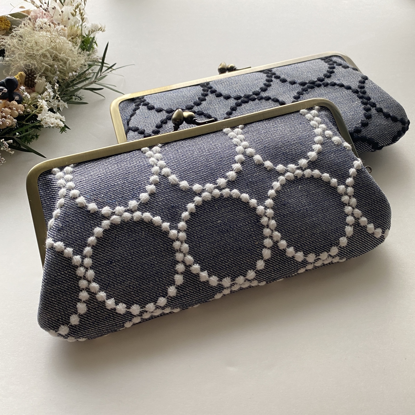 人気定番の 完成品✨ ✨ミナ ネイビー 【横長仕切りがま口】tambourine 財布・ケース・小物入れ