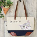 『The cat did it !』tote bag（革持ち手）