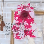他の浴衣柄を選べます♪2.3枚目の画像をご覧いただき番号をご連絡ください💓浴衣柄ワンピース　お祭り気分　シャーリングフリルワンピース浴衣ワンピース　犬服　