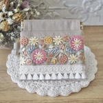 《インド刺繍リボン》ミニポーチ / バネポーチ