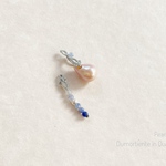淡水パール＋デュモルチェライトインクォーツ macramé ピアス／イヤリング