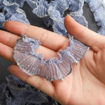 【50cm】レース　リボン　刺繡　フリル　ブルー　水色　青　くすみ　