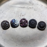 No.751 西ドイツ ヴィンテージ ガラスボタン 5個セット 18mm ハンドメイド ヨーロッパ 一点物 蚤の市 古いボタン ボタンピアス ボタンイヤリング ボタンアクセサリー 