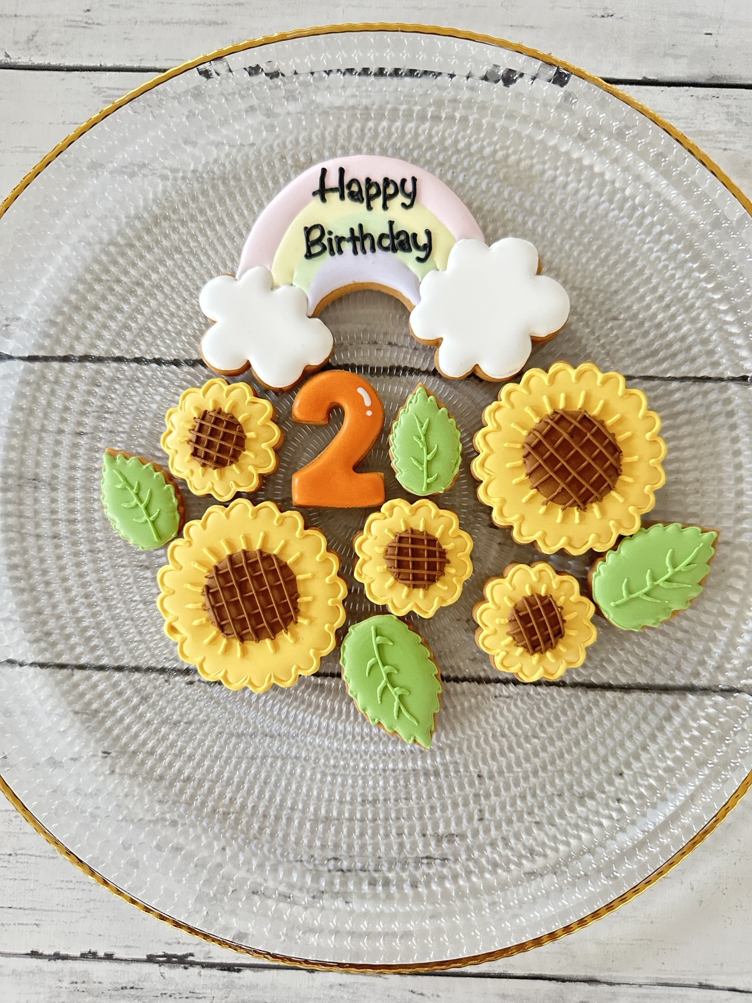 ひまわりお誕生日セット【名入れアイシングクッキー】 - アイシング