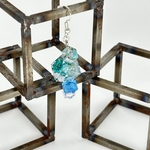 キューブ-水色花-耳飾り-