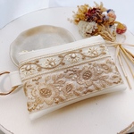 インド刺繍のフェイクレザーカードポーチ