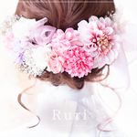 *Fleur Collection＊30*　髪飾り　ヘッドドレス　振袖　成人式　和　袴　ピンク　マム　菊　ダリア　和装　卒業式　七五三　結婚式　ウェディング　プリザーブドフラワー　リボン　　　
