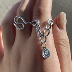coin balance double finger ring _コイン バランス ダブルフィンガーリング