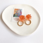 【ピアス】クリアオレンジフラワー