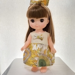 ソランちゃん💕メルちゃん　26センチドールのお洋服😊ヘアバンドセット　ノスタルジックなひまわり柄🍓