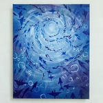 「deep sea」海　絵画　アクリル画　風景画　夏