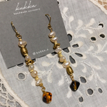 淡水パールと真鍮パーツのピアス／イヤリング